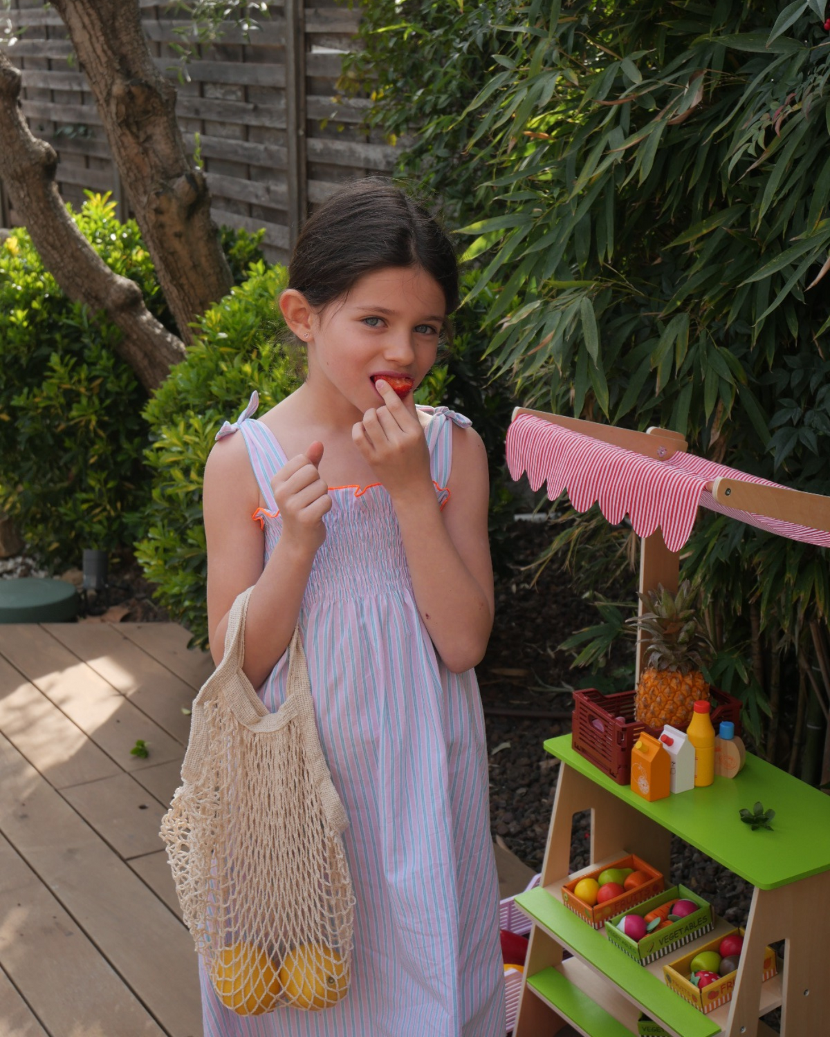 Robe longue Colette Fraise Rayé