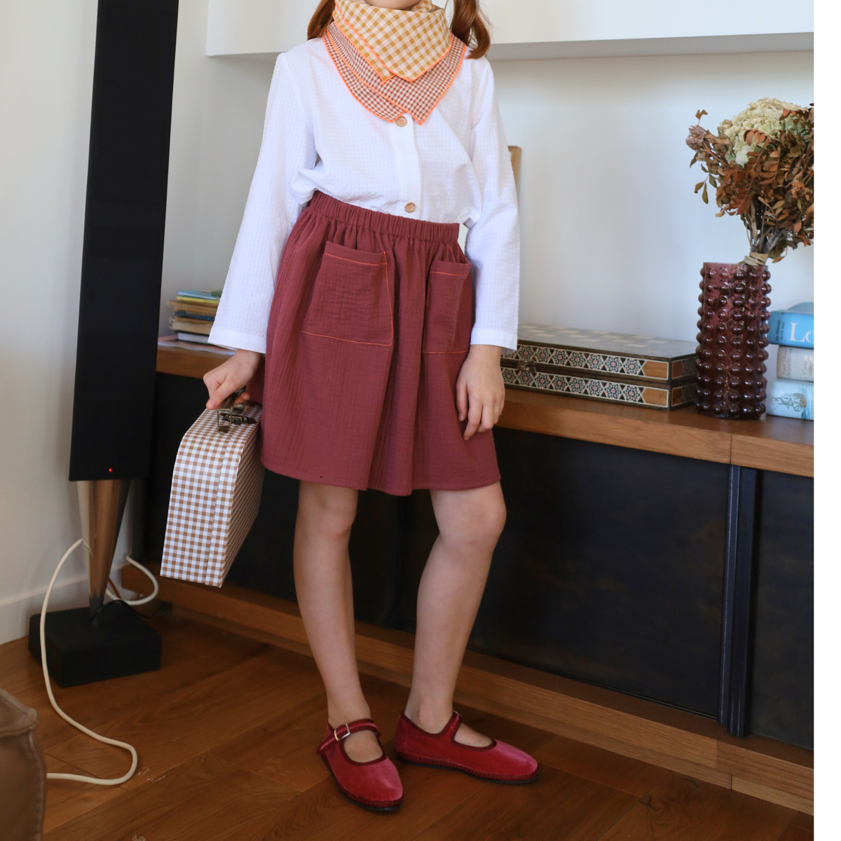 Agathe Orange/Mauve Blouse