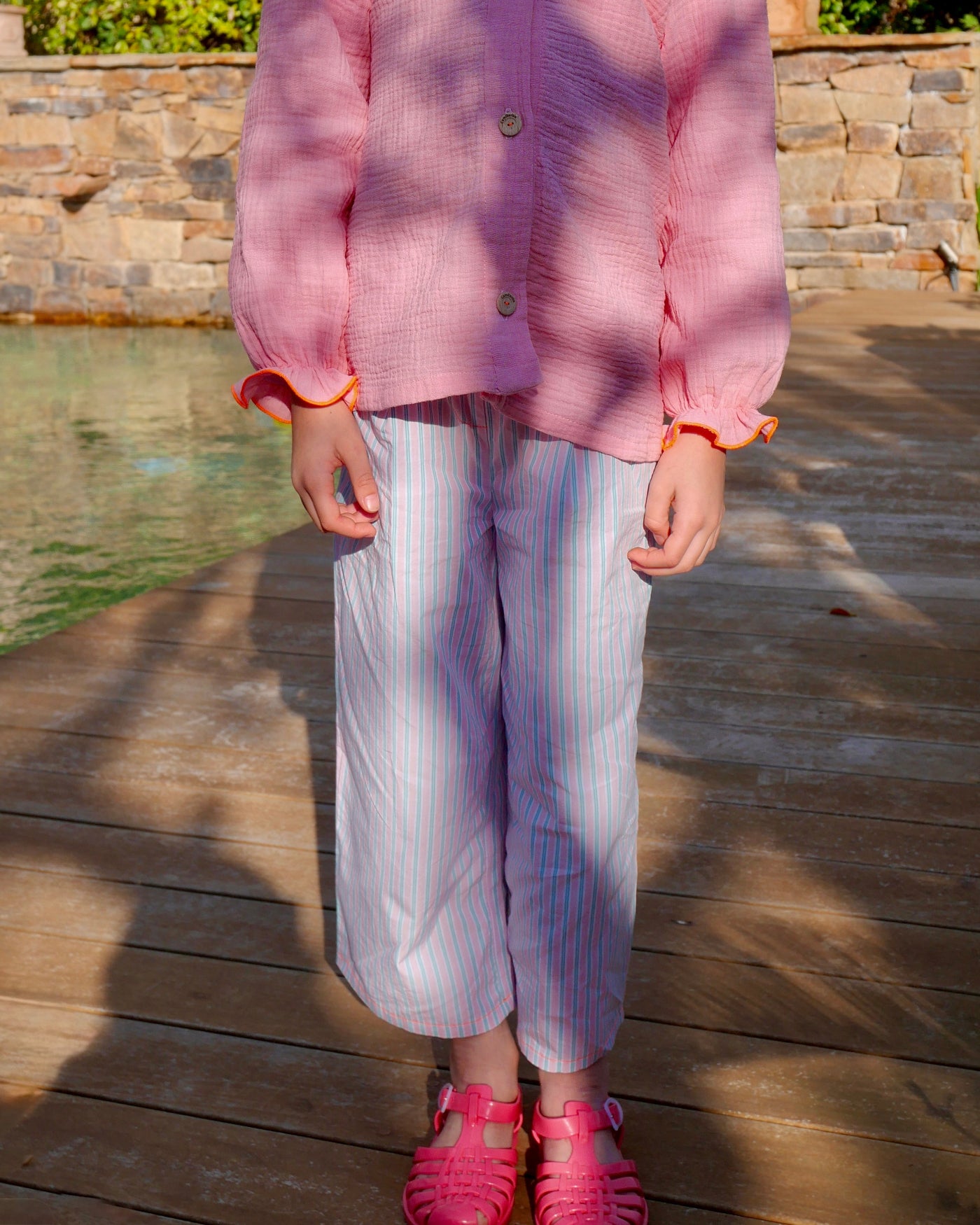 Pantalon Michel Fraise Rayé