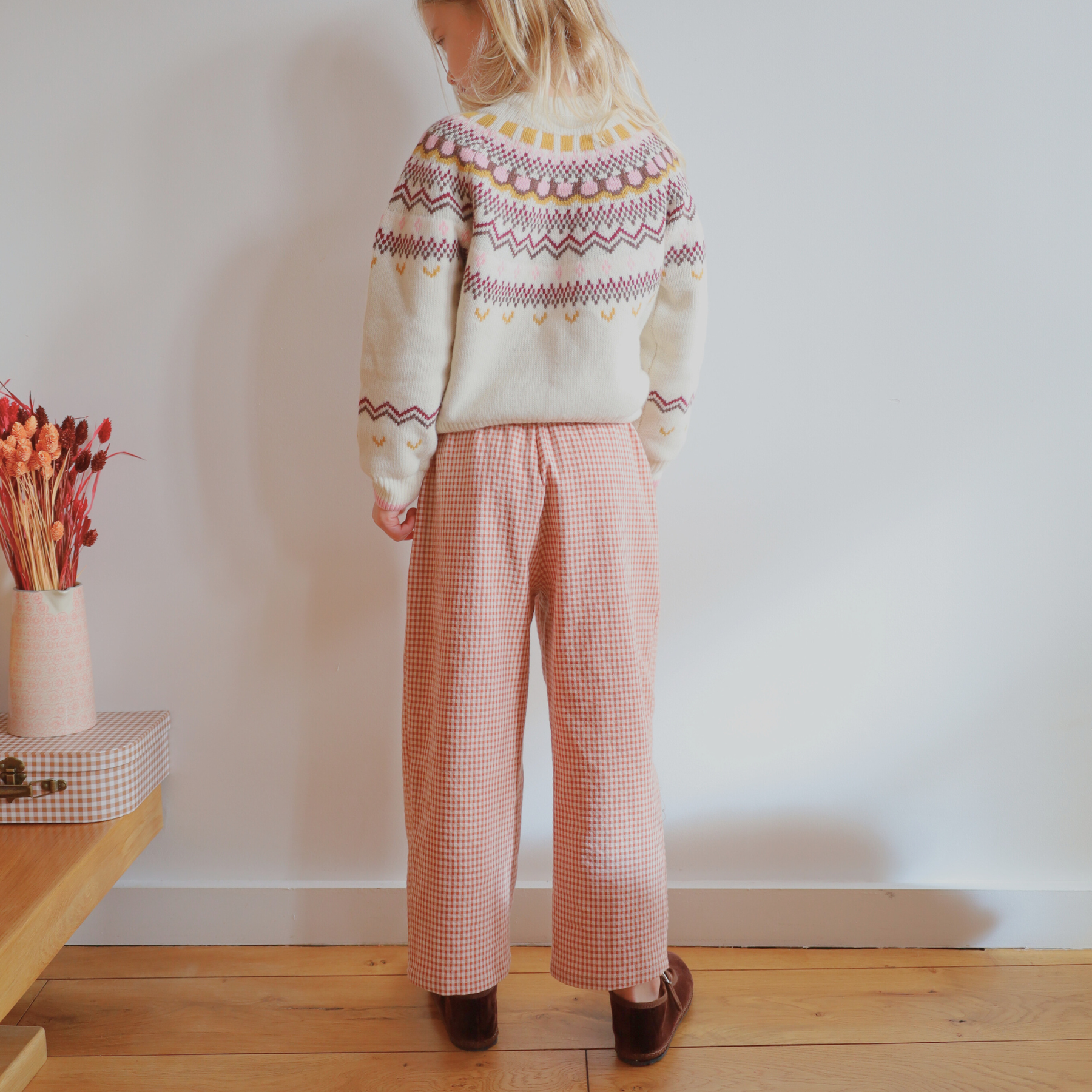 PANTALON MICHEL VICHY ARGILE