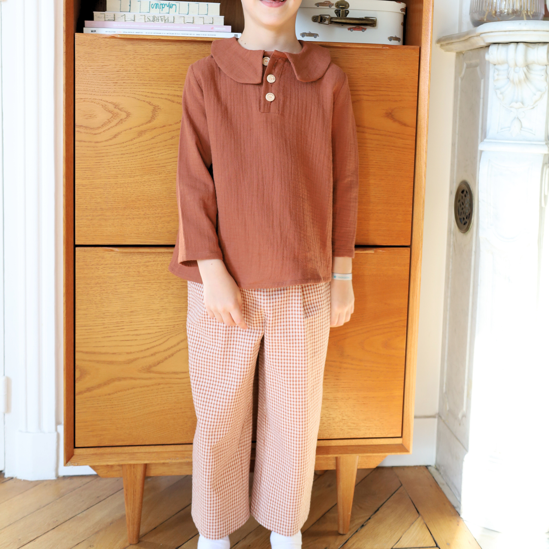 PANTALON MICHEL VICHY ARGILE