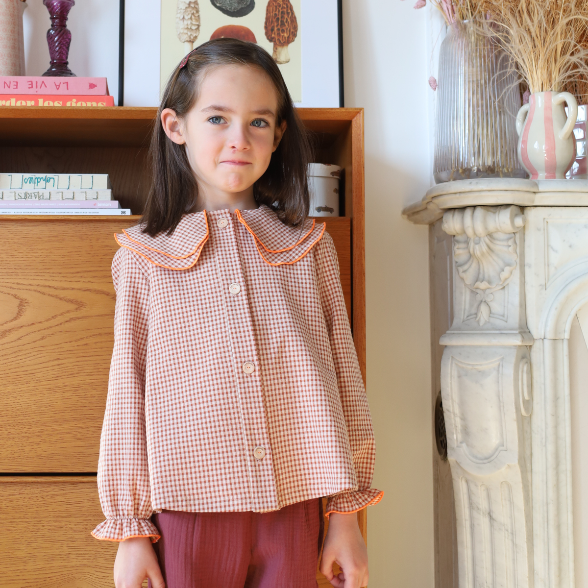 BLOUSE VICTOIRE VICHY ARGILE