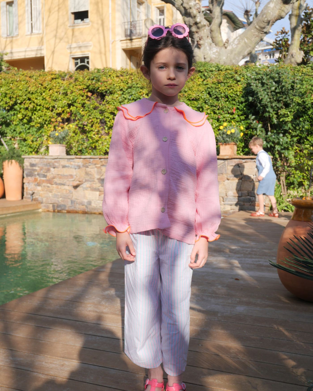 Pantalon Michel Fraise Rayé